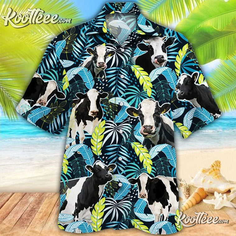 Holstein Friesian Cattle Lovers Jungle Leaves Trendy - Adult & Kids T-Shirts, Sweatshirts & Hoodies apparel design preview 1