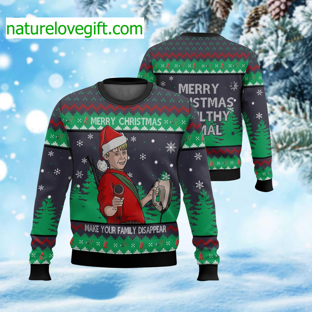 Home Alone Make Your Family Disappear Ugly Christmas Sweater - Holiday Gift product image