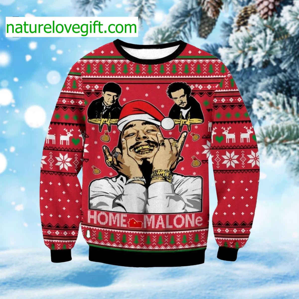 Home Malone Post Malone Ugly Christmas Sweater - Holiday Gift product image