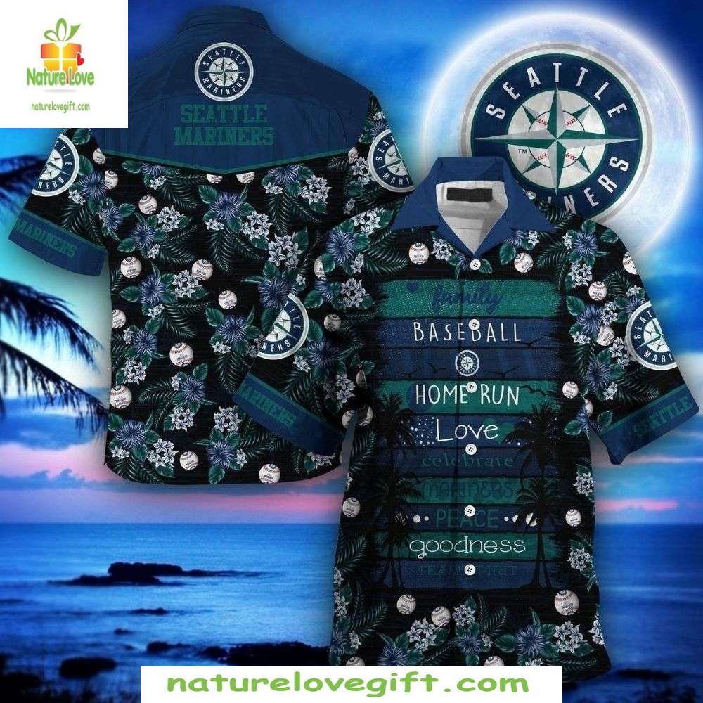 Seattle Mariners Hawaiian MLB Baseball Aloha D6LVDLGU - Adult & Kids T-Shirts, Sweatshirts & Hoodies apparel design preview 1