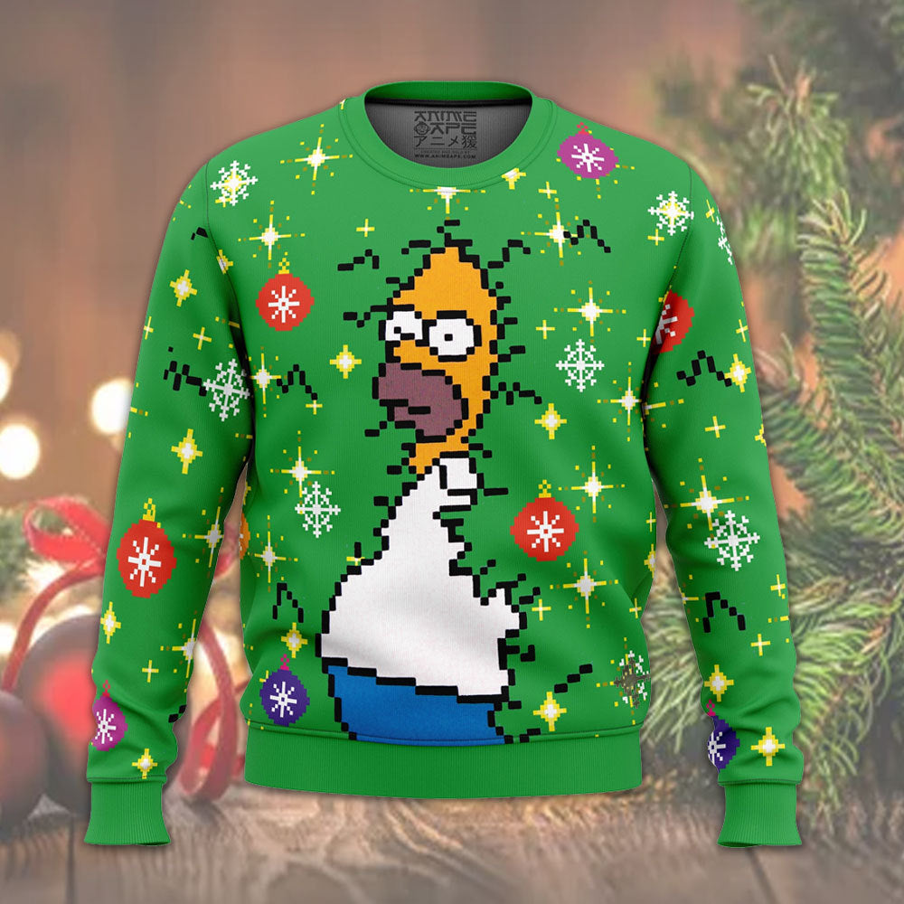 Homer Simpson Backs Into the Bushes 3D Christmas Sweater - Holiday Gift product image