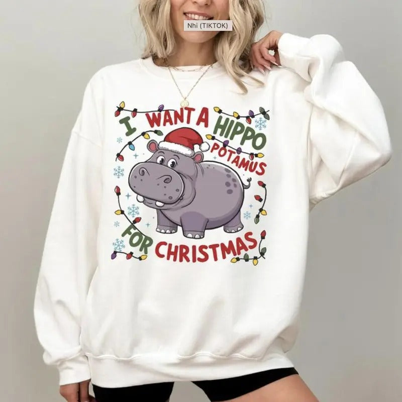 Hippopotamus I Want Hippo Cotton Comfy - Adult & Kids T-Shirts, Sweatshirts & Hoodies apparel design preview 1