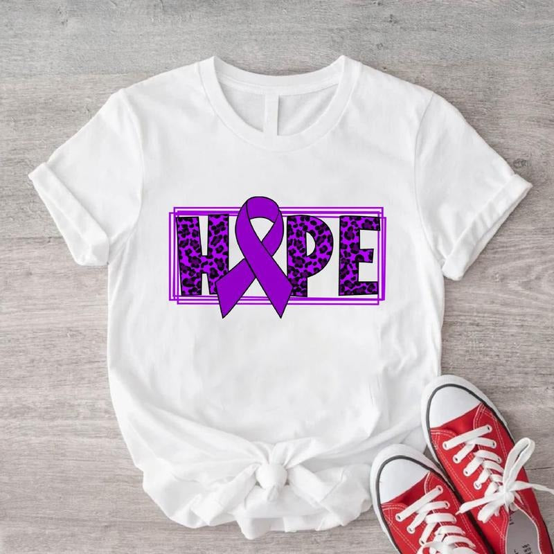 Hope Purple Leopard Ribbon Pancreatic Cancer Warrior - Adult & Kids T-Shirts, Sweatshirts & Hoodies apparel design preview 1