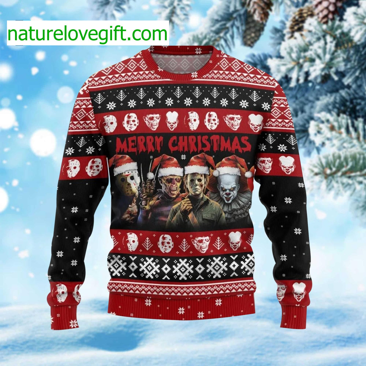Horror Characters Ugly Christmas Sweater - Holiday Gift product image