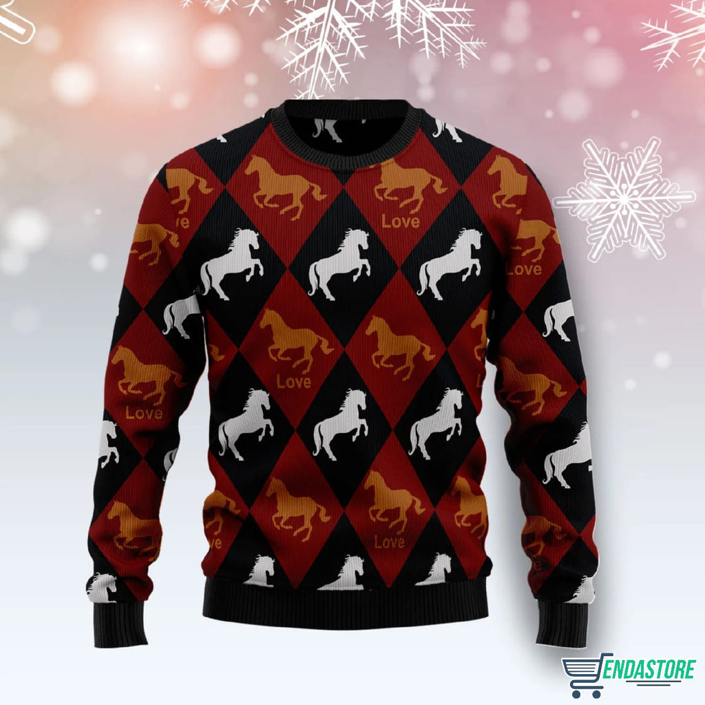 Horse Love 3D Ugly Christmas Sweater - Holiday Gift product image