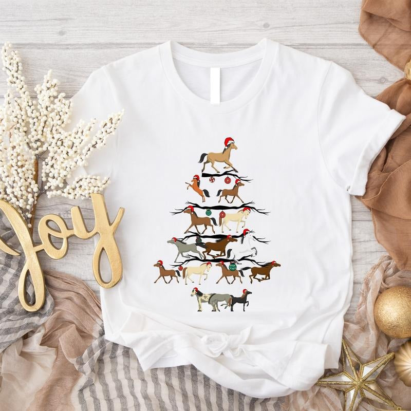 Horse Tree Animal Lover Xmas Cowboy Western Farm - Adult & Kids T-Shirts, Sweatshirts & Hoodies apparel design preview 1