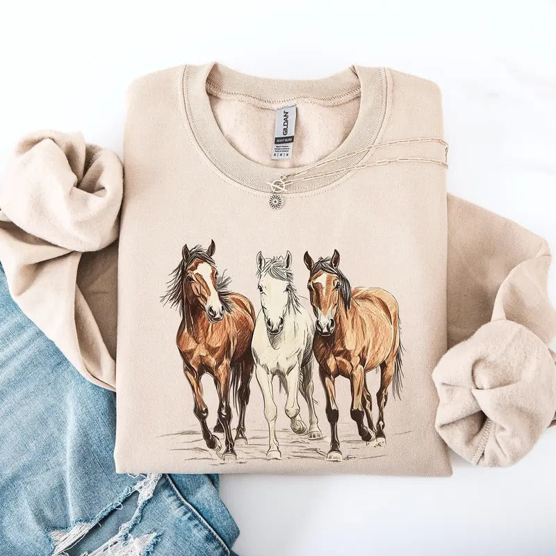 Horses Western Classic Country Cowboy Cowgirl Rodeo - Adult & Kids T-Shirts, Sweatshirts & Hoodies apparel design preview 1