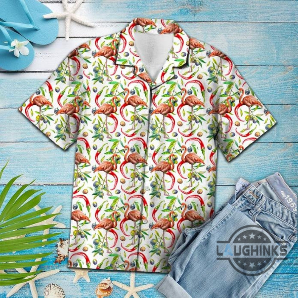 Hot Chili Peppers And Flamingo Tropical Hawaiian 131 - Adult & Kids T-Shirts, Sweatshirts & Hoodies apparel design preview 1