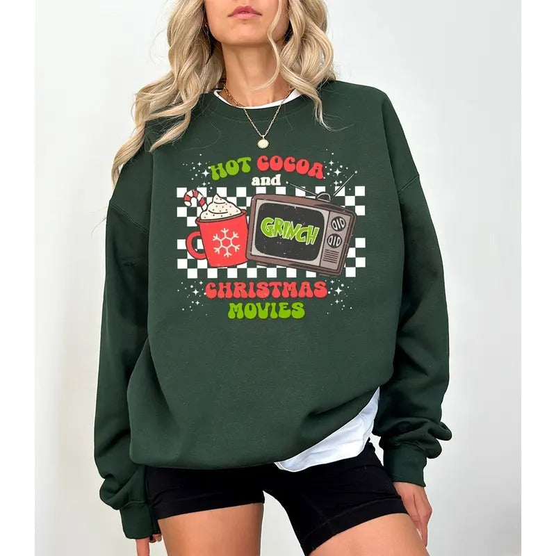Hot Cocoa Grinchh Movies Grinchmas - Adult & Kids T-Shirts, Sweatshirts & Hoodies apparel design preview 1