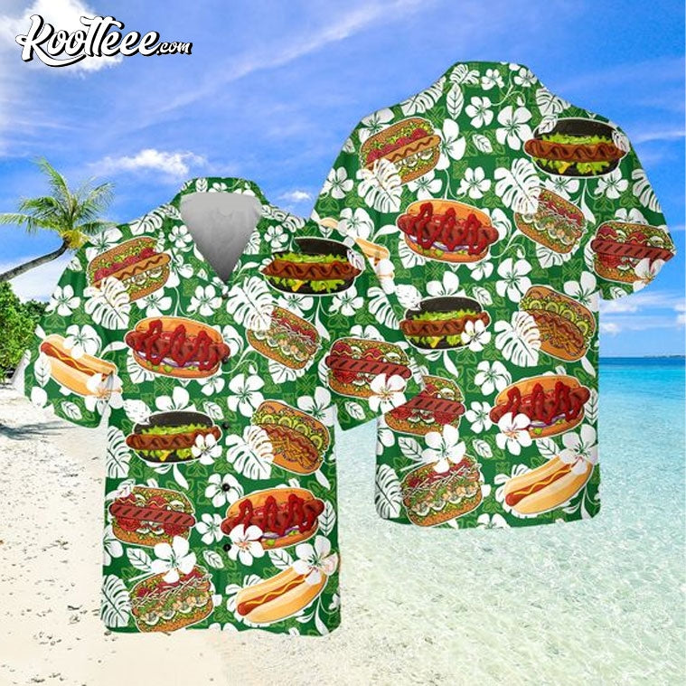 Hot Dog Hibiscus Flower Summer Hawaiian - Adult & Kids T-Shirts, Sweatshirts & Hoodies apparel design preview 1