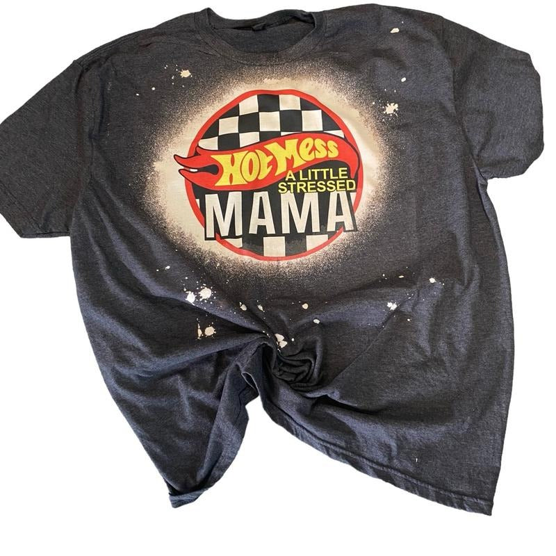 Hot Mess Little Stressed MAMA - Adult & Kids T-Shirts, Sweatshirts & Hoodies apparel design preview 1