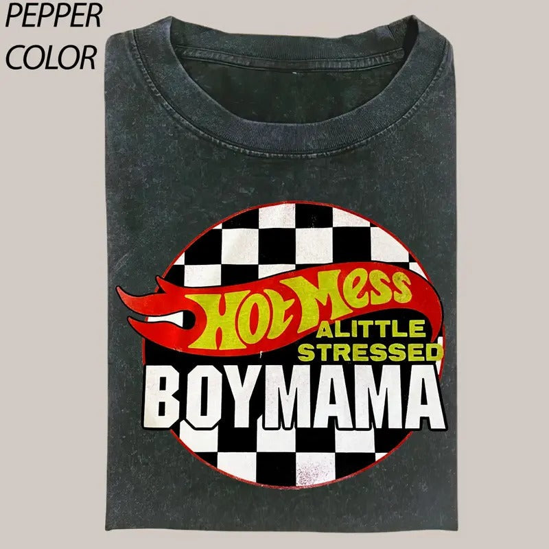 Hot Mess Mama Little Stressed Custom Vintage Bleached - Adult & Kids T-Shirts, Sweatshirts & Hoodies apparel design preview 1
