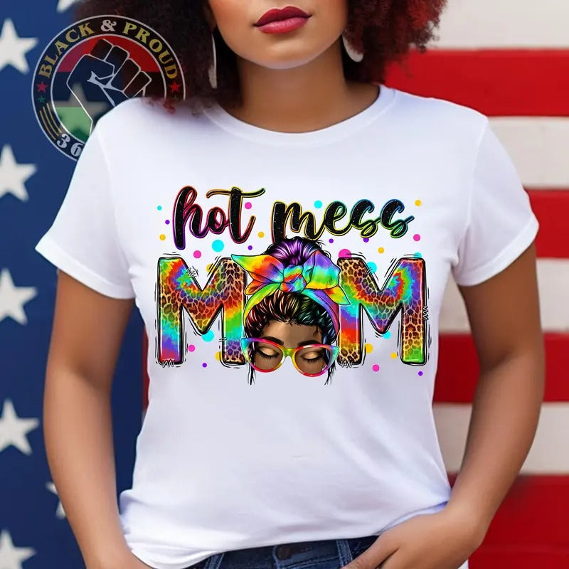 Hot Mess Mom Ever Melanin Leopard Black Mama African - Adult & Kids T-Shirts, Sweatshirts & Hoodies apparel design preview 1