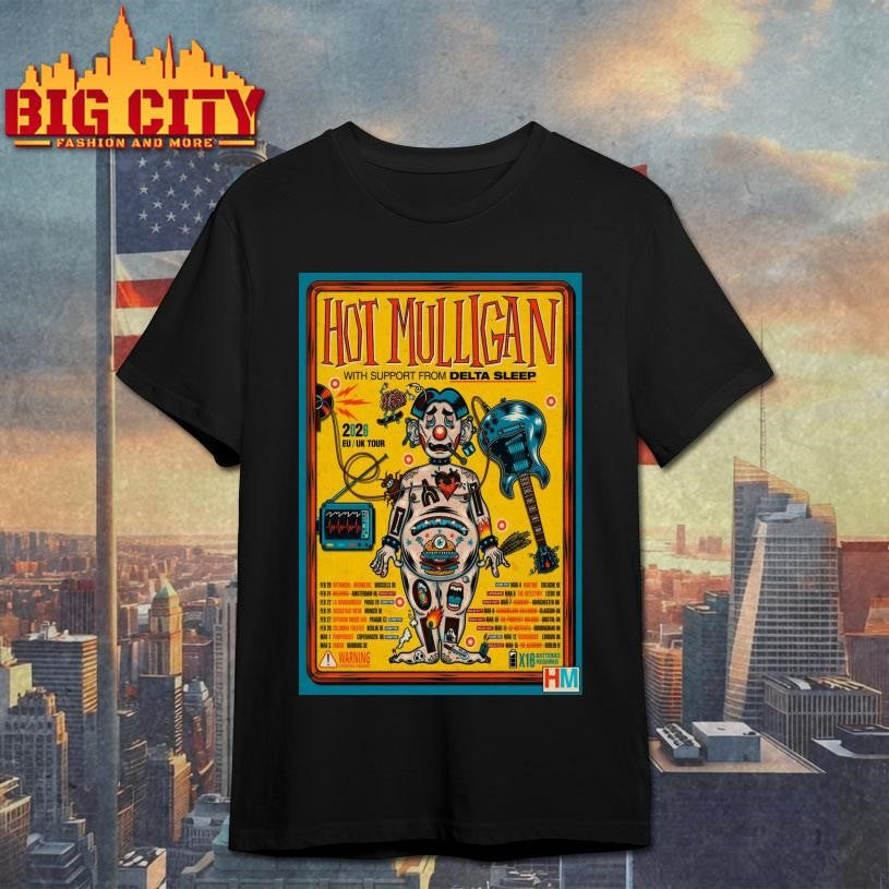 Hot Mulligan With Delta Sleep EU-UK 2026 Tour Poster - Adult & Kids T-Shirts, Sweatshirts & Hoodies apparel design preview 1