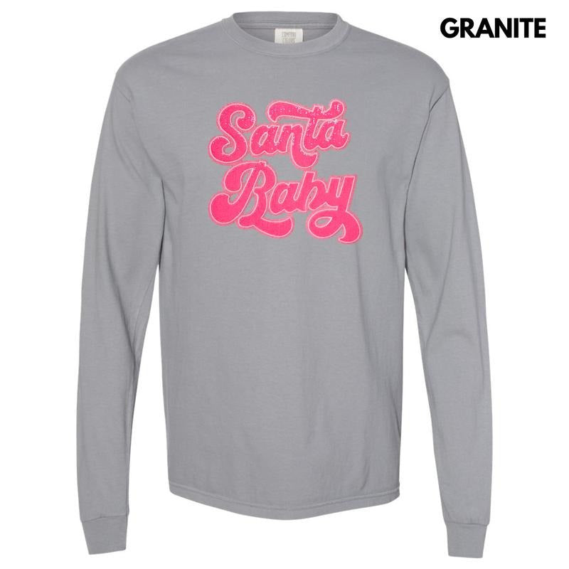 Hot Pink Santa Baby Sequin Patch Comfort Colors - Adult & Kids T-Shirts, Sweatshirts & Hoodies apparel design preview 1