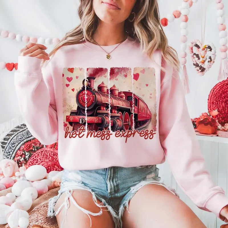 Hot Mess Express Funny Valentines Retro Xoxo - Adult & Kids T-Shirts, Sweatshirts & Hoodies apparel design preview 1