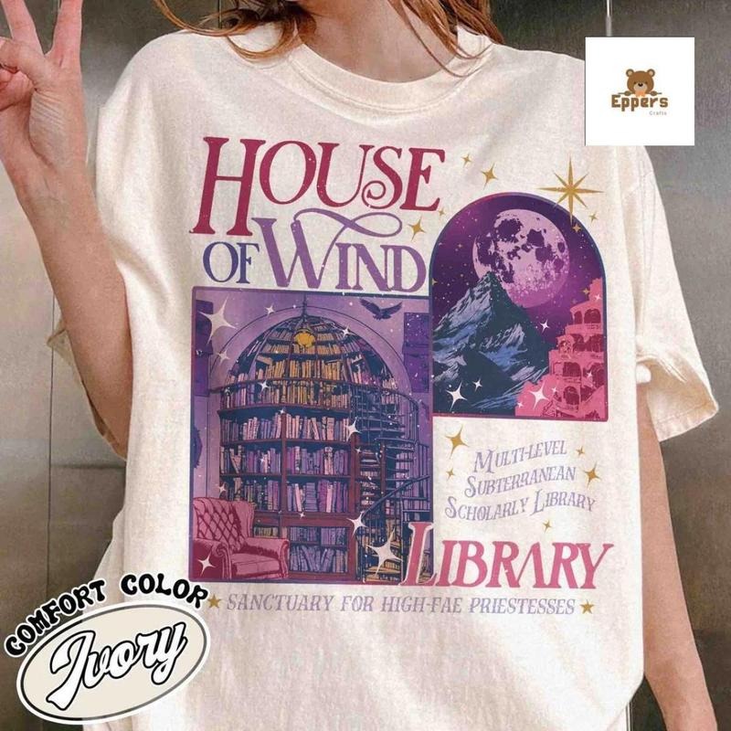 House Wind Library Acotar Velaris Bookish Book Lover - Adult & Kids T-Shirts, Sweatshirts & Hoodies apparel design preview 1
