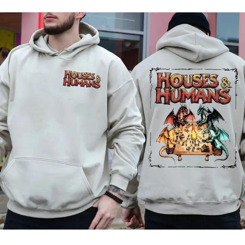 Houses Humans D&D Two Sides Dungeonns Dragonns - Adult & Kids T-Shirts, Sweatshirts & Hoodies apparel design preview 1