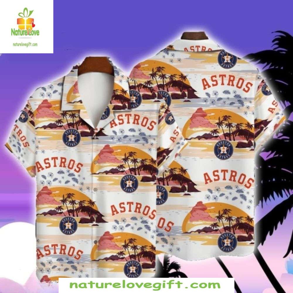 Houston Astros Hawaiian Palm Tree Sunset Design - Adult & Kids T-Shirts, Sweatshirts & Hoodies apparel design preview 1