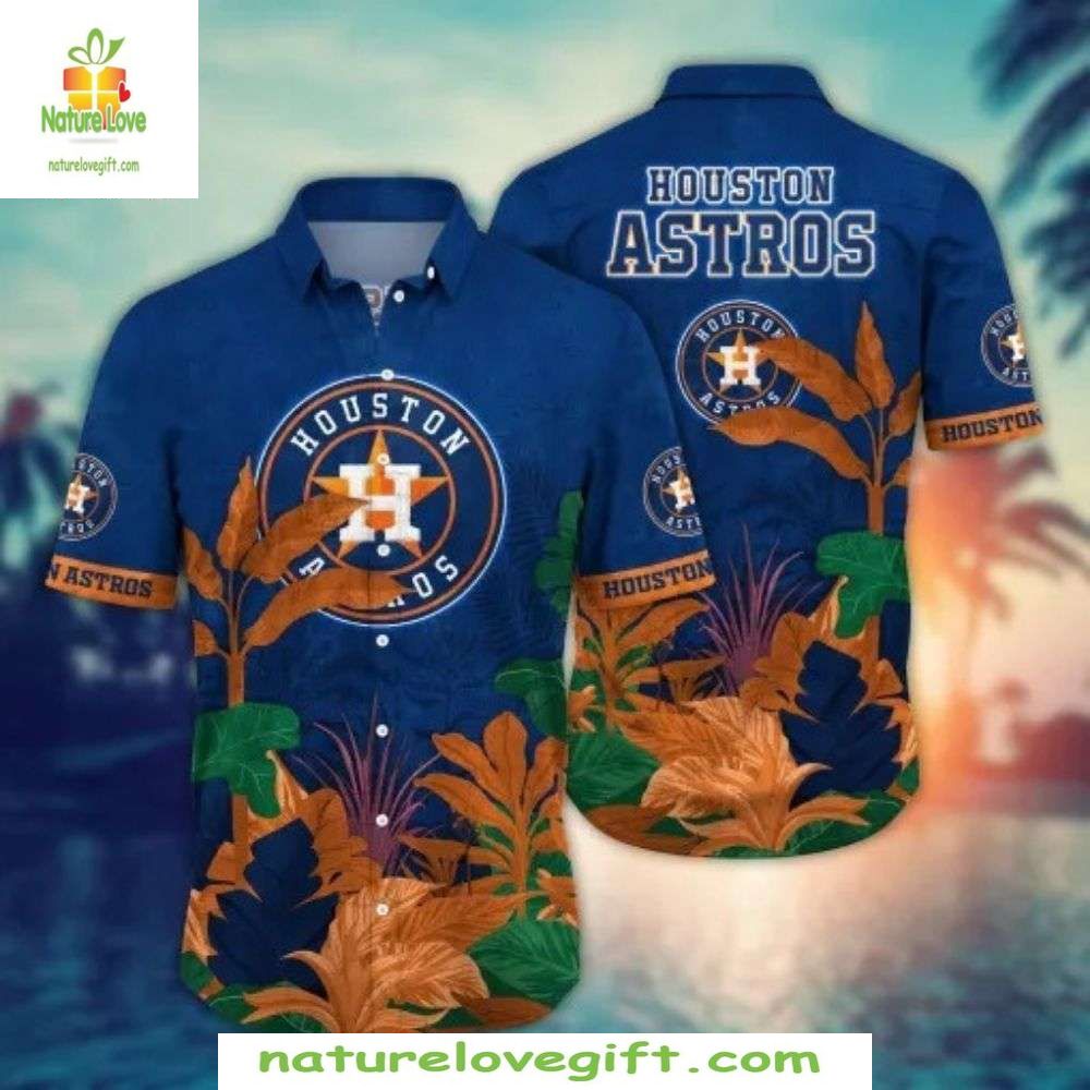 Houston Astros Hawaiian Blue Tropical Foliage - Adult & Kids T-Shirts, Sweatshirts & Hoodies apparel design preview 1