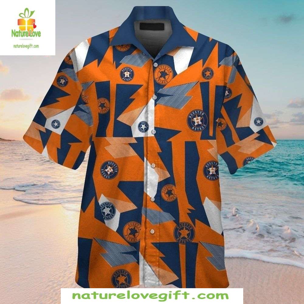 Houston Astros Hawaiian Bold Geometric Design MLB - Adult & Kids T-Shirts, Sweatshirts & Hoodies apparel design preview 1