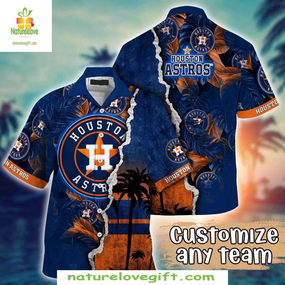 Houston Astros Hawaiian Custom Tropical Sunset - Adult & Kids T-Shirts, Sweatshirts & Hoodies apparel design preview 1