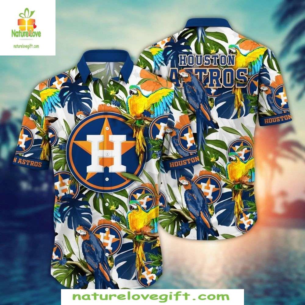 Houston Astros Hawaiian Exotic Birds Tropical Flora - Adult & Kids T-Shirts, Sweatshirts & Hoodies apparel design preview 1