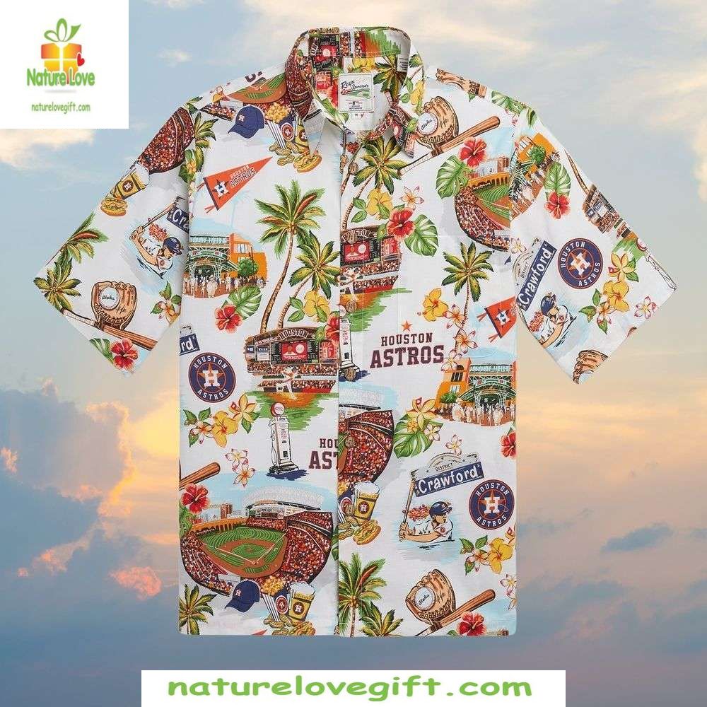 Houston Astros Hawaiian MLB Baseball Tropical Palm - Adult & Kids T-Shirts, Sweatshirts & Hoodies apparel design preview 1