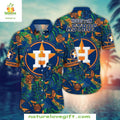 Houston Astros Hawaiian Floral Big Logo MLB Baseball - Adult & Kids T-Shirts, Sweatshirts & Hoodies apparel design preview 1