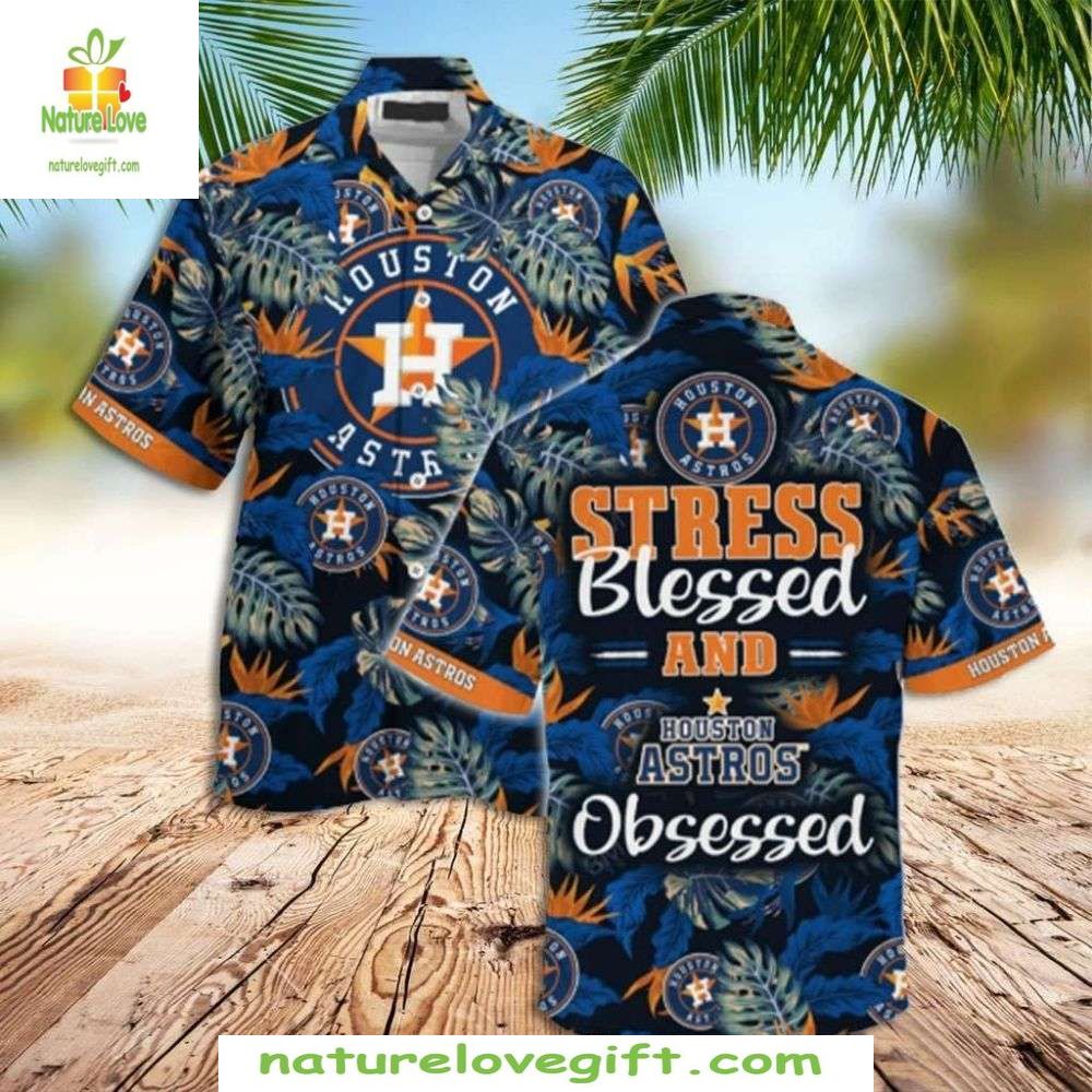 Houston Astros Hawaiian Stress-Free Tropical Lush - Adult & Kids T-Shirts, Sweatshirts & Hoodies apparel design preview 1
