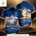 Houston Astros Hawaiian Vibrant Beach Sunset Design - Adult & Kids T-Shirts, Sweatshirts & Hoodies apparel design preview 1
