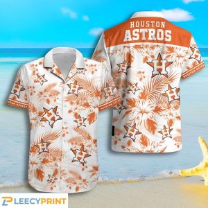 Houston Astros Tropical Flower White And Orange - Adult & Kids T-Shirts, Sweatshirts & Hoodies apparel design preview 1
