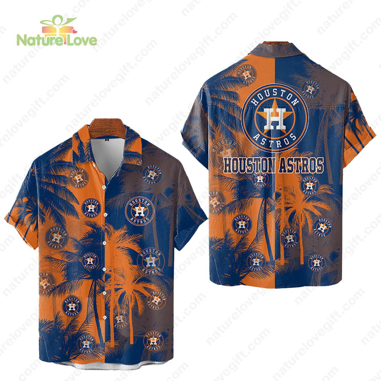 Houston Astros Tropical Palm Trees MLB Hawaiian - Adult & Kids T-Shirts, Sweatshirts & Hoodies apparel design preview 1
