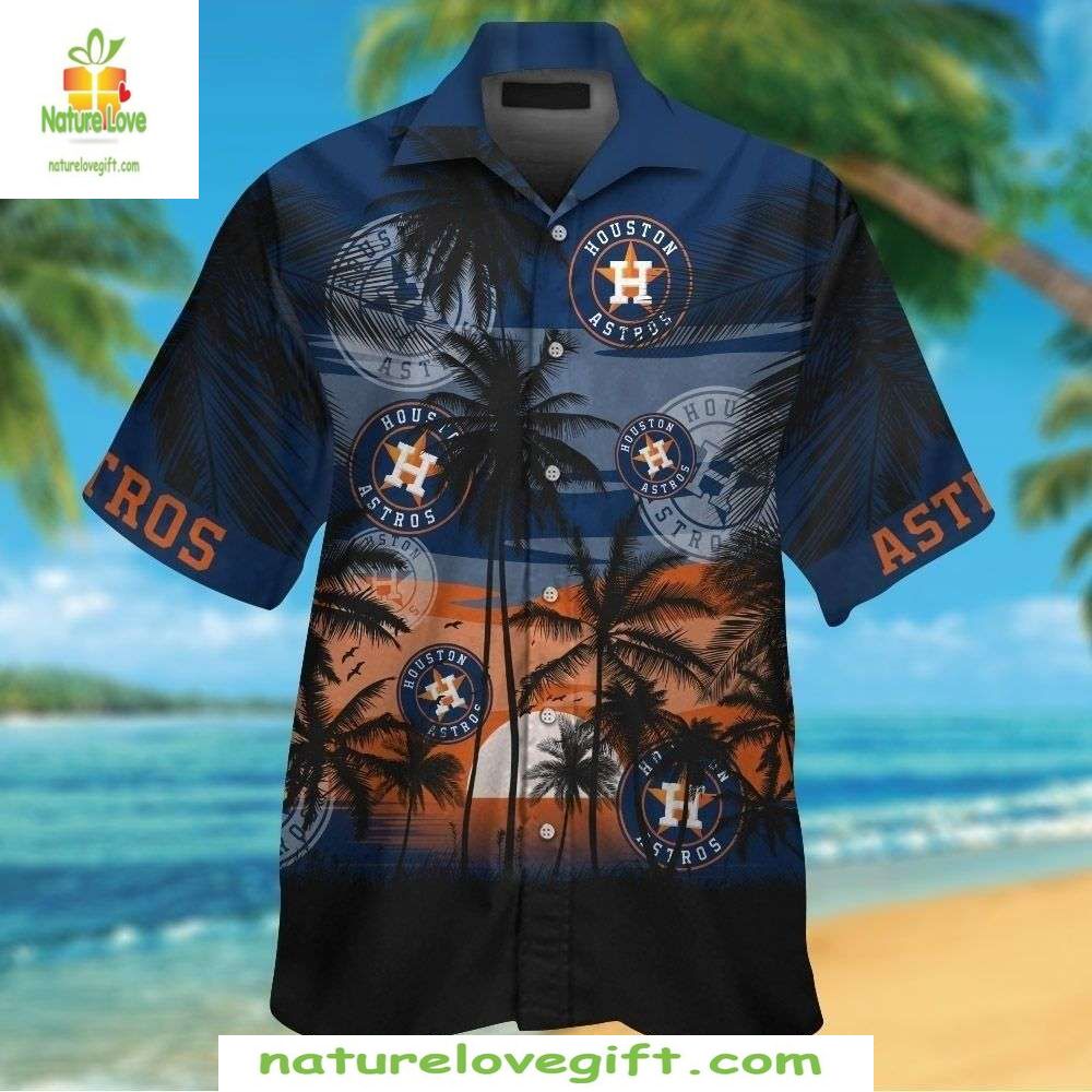 Houston Astros Hawaiian Tropical Palms Sunset Aloha - Adult & Kids T-Shirts, Sweatshirts & Hoodies apparel design preview 1