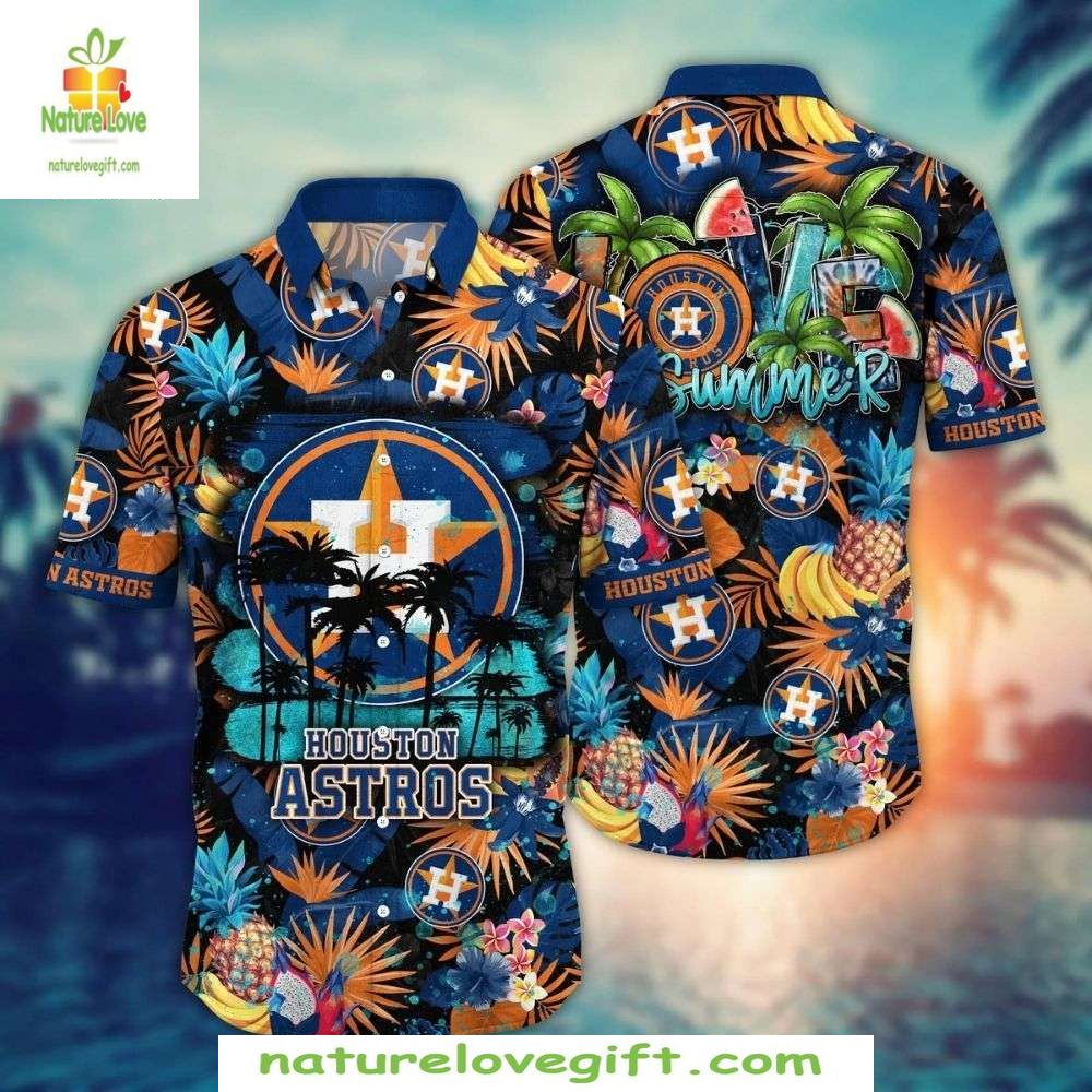 Houston Astros Hawaiian Tropical Summer Vibes - Adult & Kids T-Shirts, Sweatshirts & Hoodies apparel design preview 1