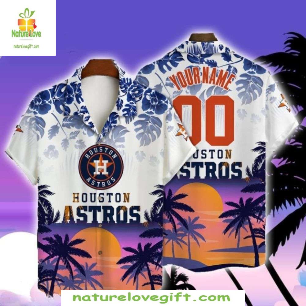 Houston Astros Hawaiian Tropical Sunset Palm - Adult & Kids T-Shirts, Sweatshirts & Hoodies apparel design preview 1