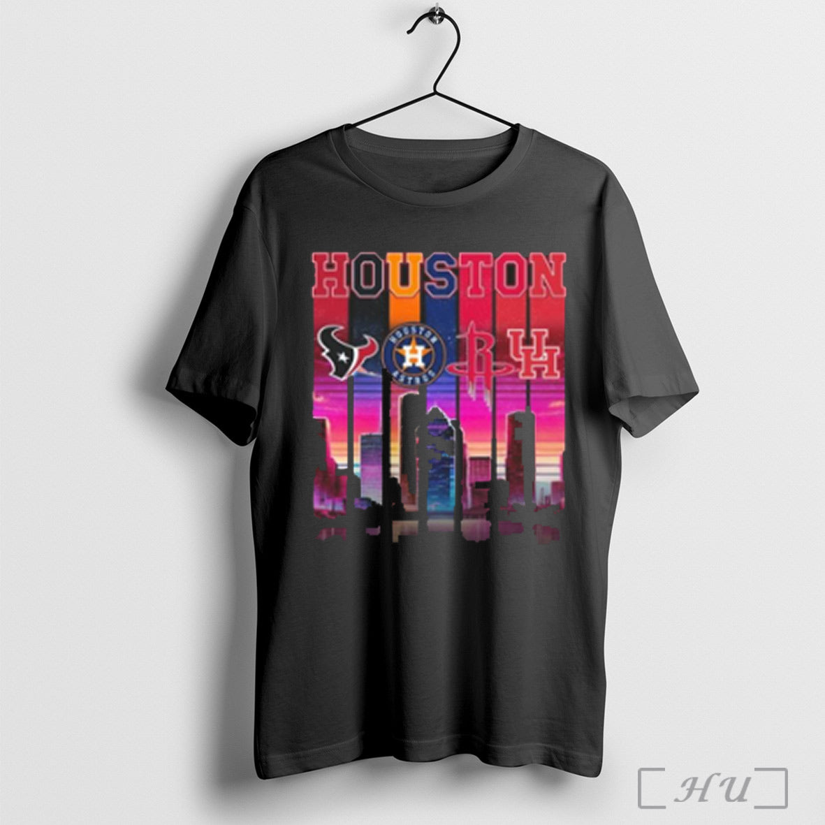 Houston City Skyline Sports Teams Texans Astros - Adult & Kids T-Shirts, Sweatshirts & Hoodies apparel design preview 1