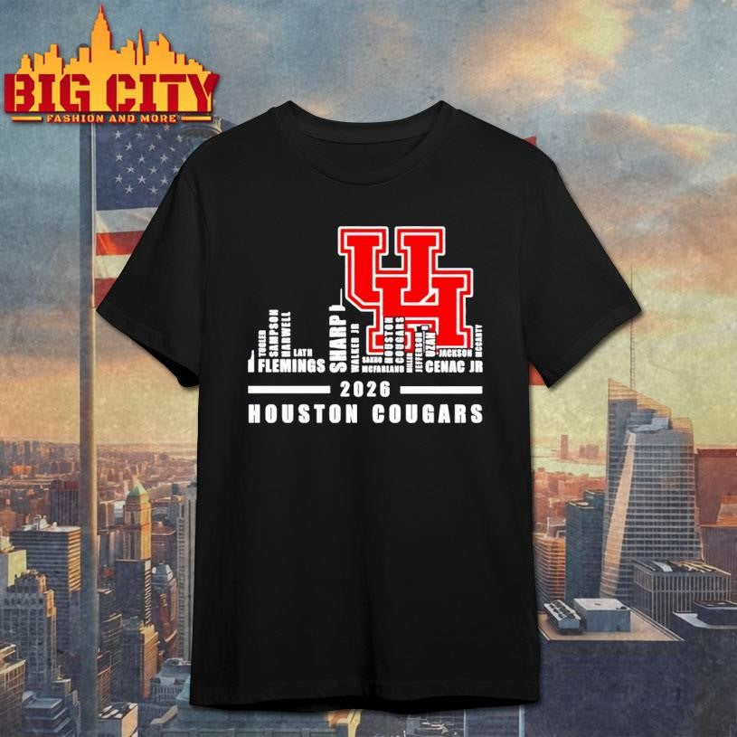Houston Cougars 2026 players names city skyline - Adult & Kids T-Shirts, Sweatshirts & Hoodies apparel design preview 1