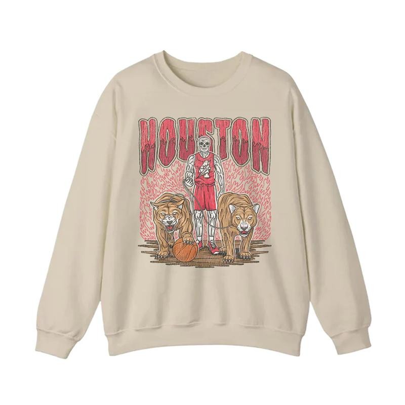 Houston Cougars NCAA Classic Basketball Skeleton - Adult & Kids T-Shirts, Sweatshirts & Hoodies apparel design preview 1