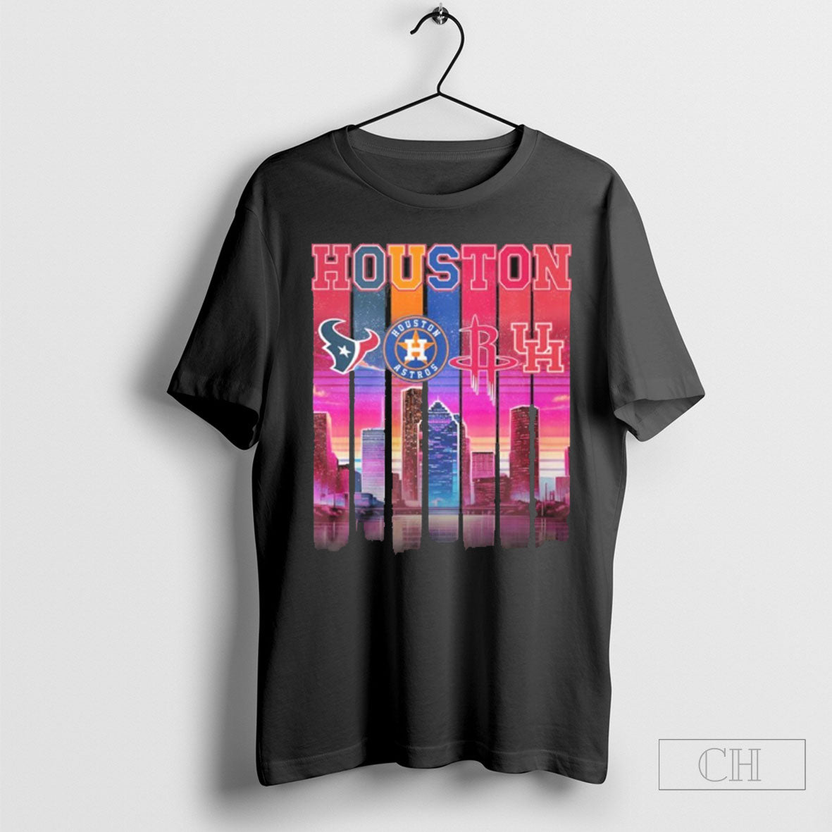 Houston Retro Skyline Texans Astros Rockets And - Adult & Kids T-Shirts, Sweatshirts & Hoodies apparel design preview 1