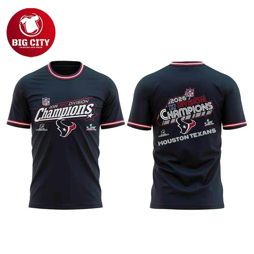 Houston Texans 2026 NFC Division Champions Celebrate - Adult & Kids T-Shirts, Sweatshirts & Hoodies apparel design preview 1