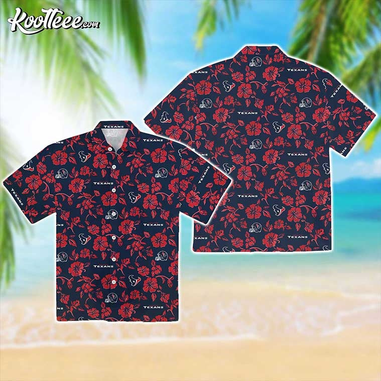 Houston Texans Tropical Rose Hawaiian - Adult & Kids T-Shirts, Sweatshirts & Hoodies apparel design preview 1