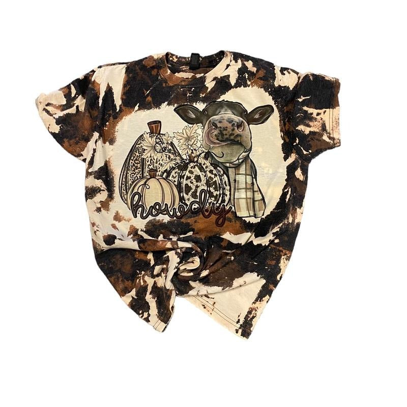 Howdy Fall Cow Bleached - Adult & Kids T-Shirts, Sweatshirts & Hoodies apparel design preview 1
