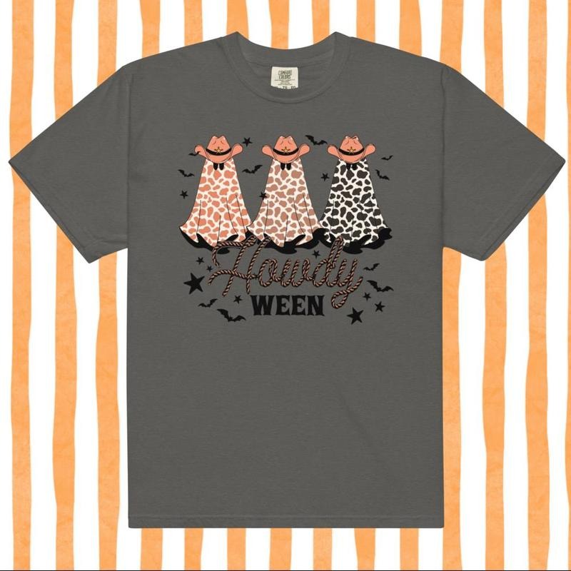 Howdyween Ghost Halloween Comfort Colors Relaxed Fit - Adult & Kids T-Shirts, Sweatshirts & Hoodies apparel design preview 1