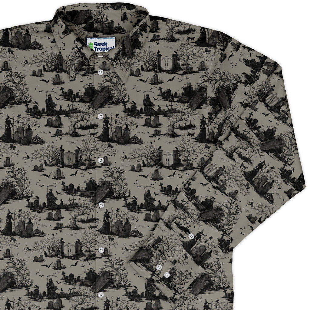 Haunted Graveyard Dark Button Up - Adult & Kids T-Shirts, Sweatshirts & Hoodies apparel design preview 1