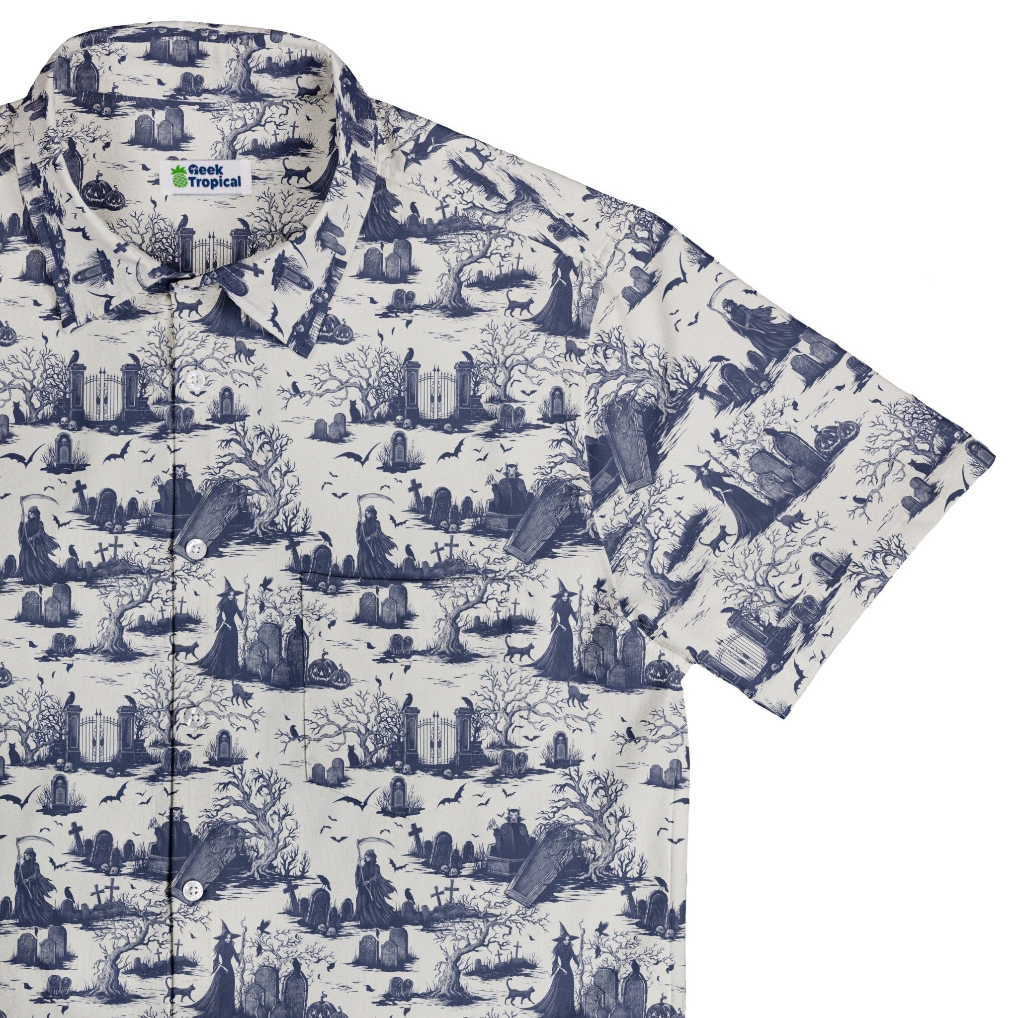 Haunted Graveyard Light Button Up - Adult & Kids T-Shirts, Sweatshirts & Hoodies apparel design preview 1