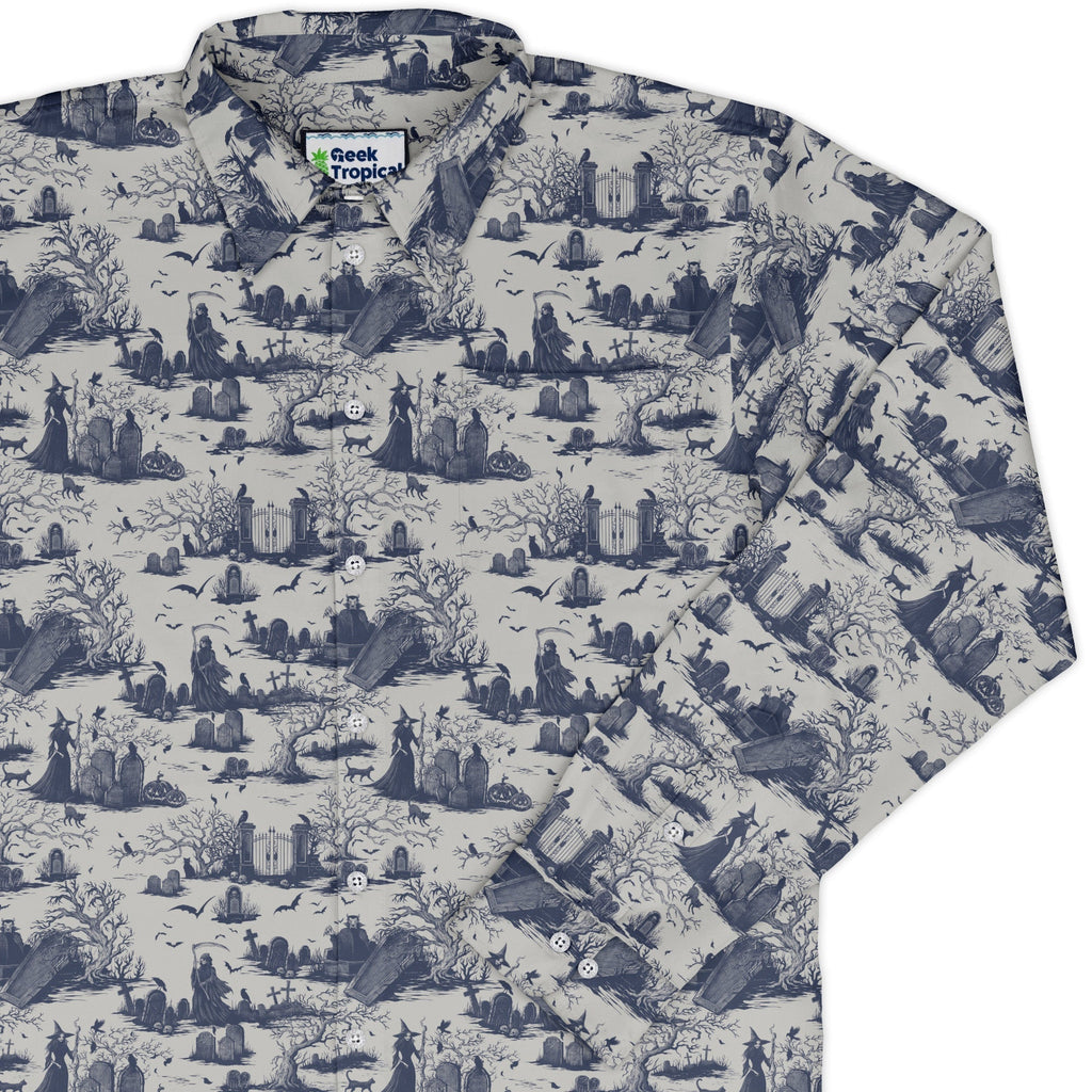 Haunted Graveyard Light Button Up - Adult & Kids T-Shirts, Sweatshirts & Hoodies apparel design preview 1
