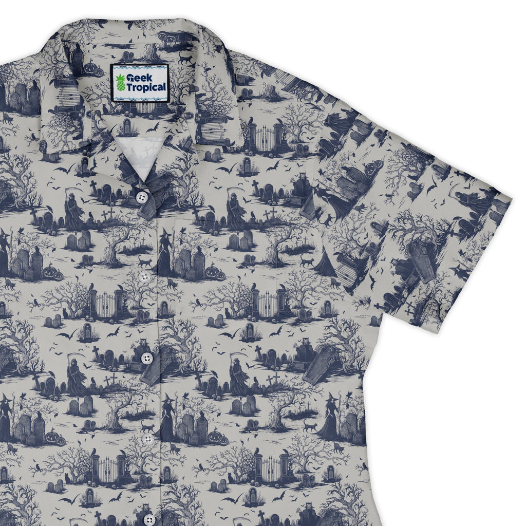 Haunted Graveyard Light Curvy Button Up - Adult & Kids T-Shirts, Sweatshirts & Hoodies apparel design preview 1