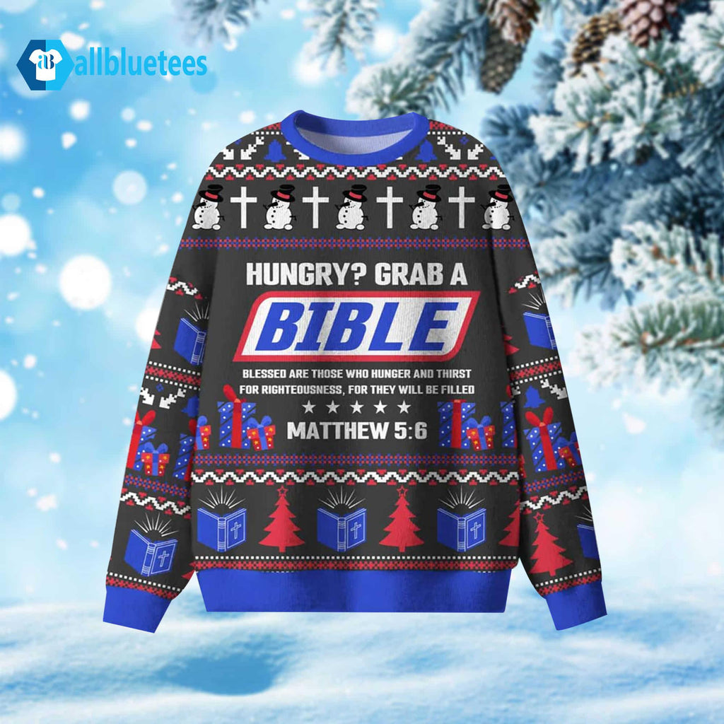 Hungry Grab A Bible Ugly Christmas Sweater - Holiday Gift product image