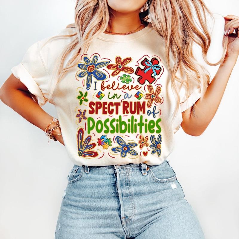 I Believe Spectrum Possibilities Boho Autism - Adult & Kids T-Shirts, Sweatshirts & Hoodies apparel design preview 1